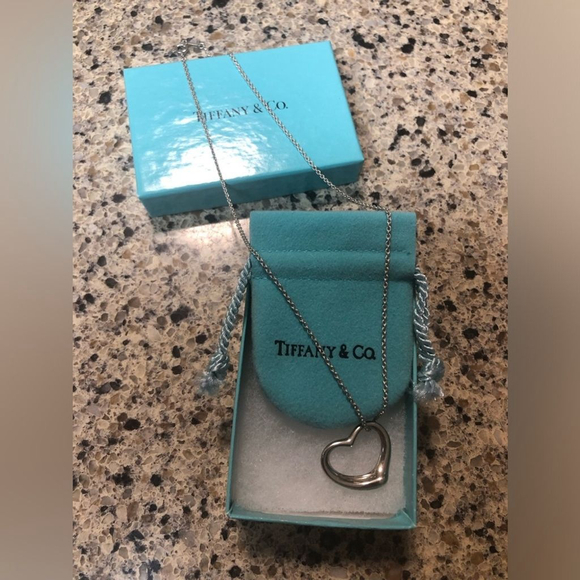 Tiffany & Co Sterling Silver Elsa Peretti Open Heart Pendant Necklace - Picture 2 of 6